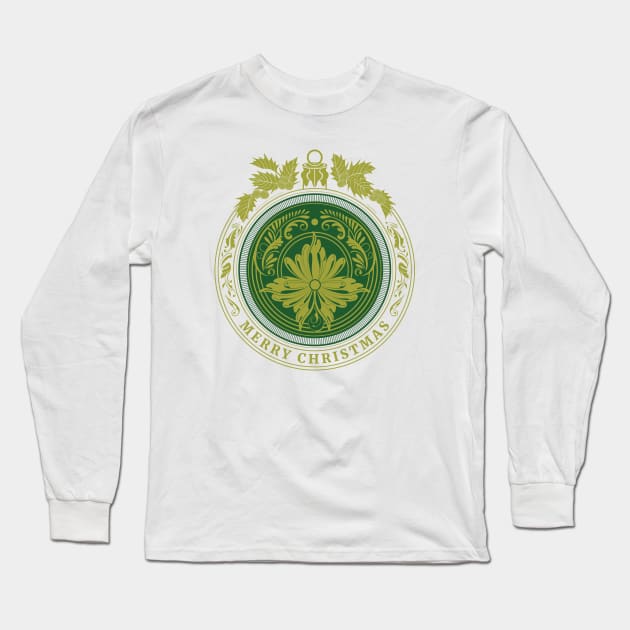 Merry Christmas green ornament Long Sleeve T-Shirt by vjvgraphiks